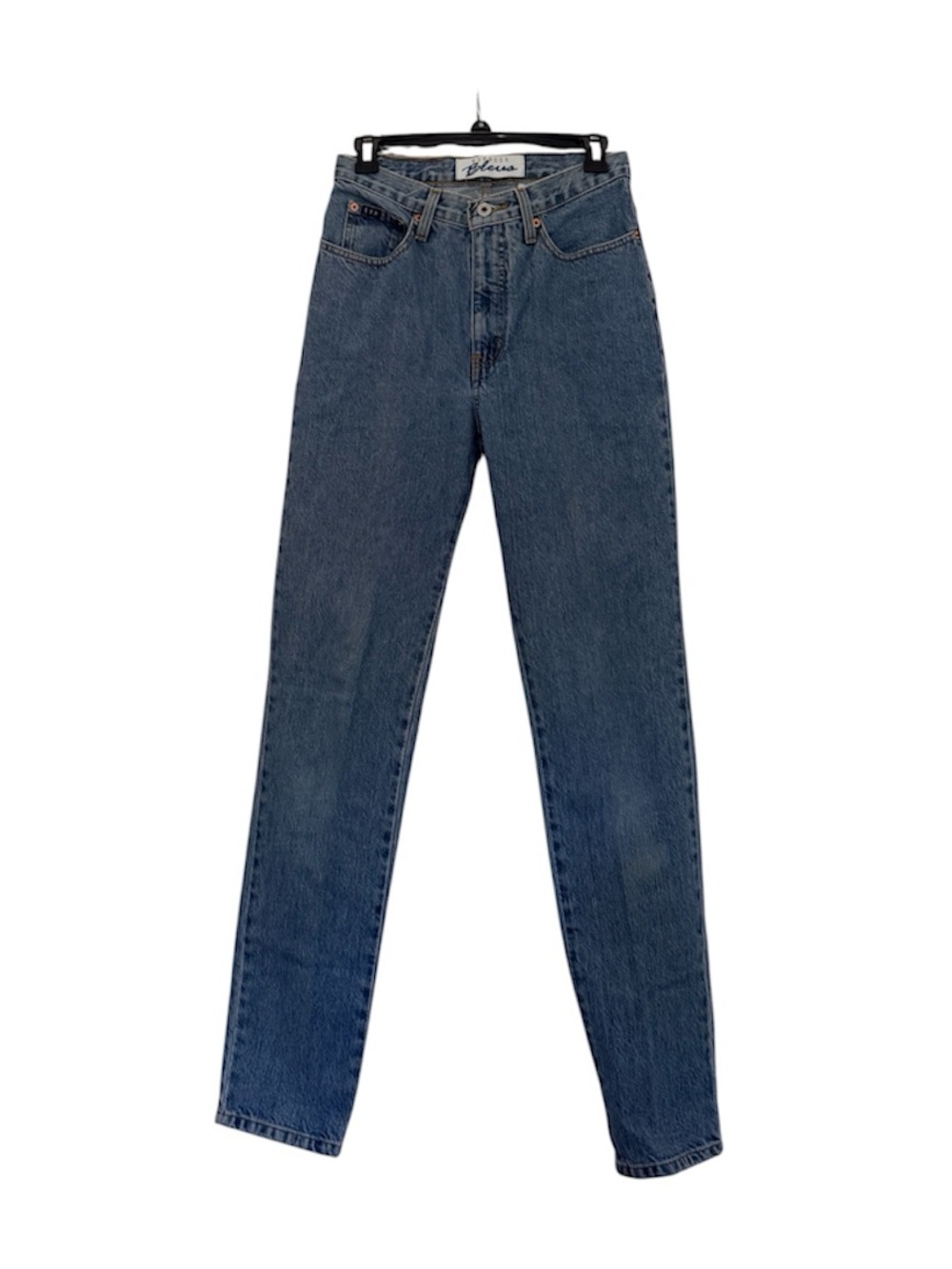 Vintage Express Women's Blue Jeans Straight Skinny High Waisted Size 7/8 Long